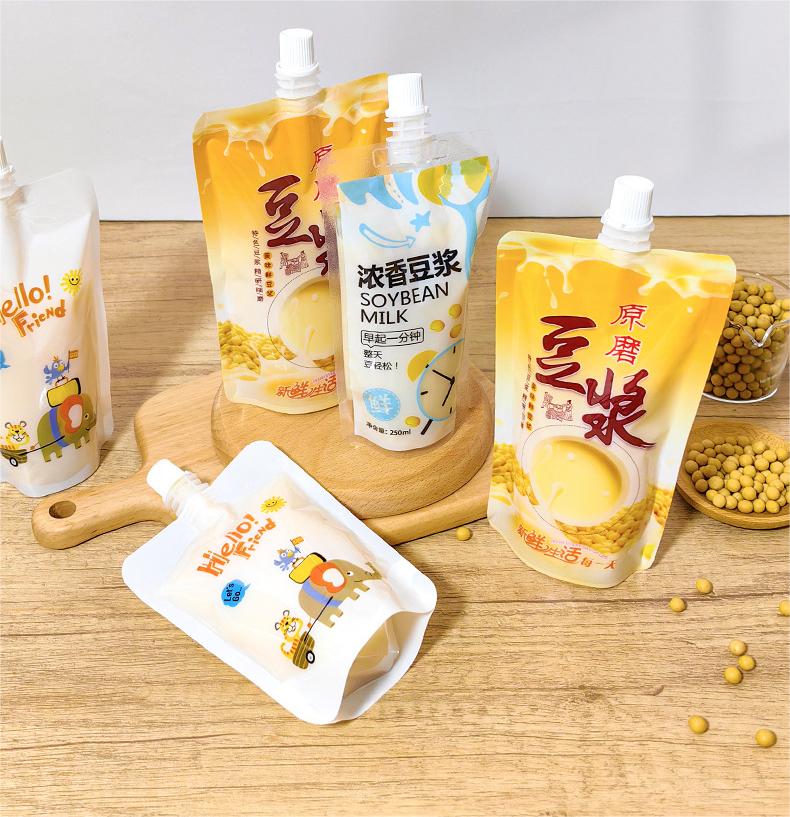 一次性透明自立吸嘴袋（豆?jié){袋打包袋）(圖1)