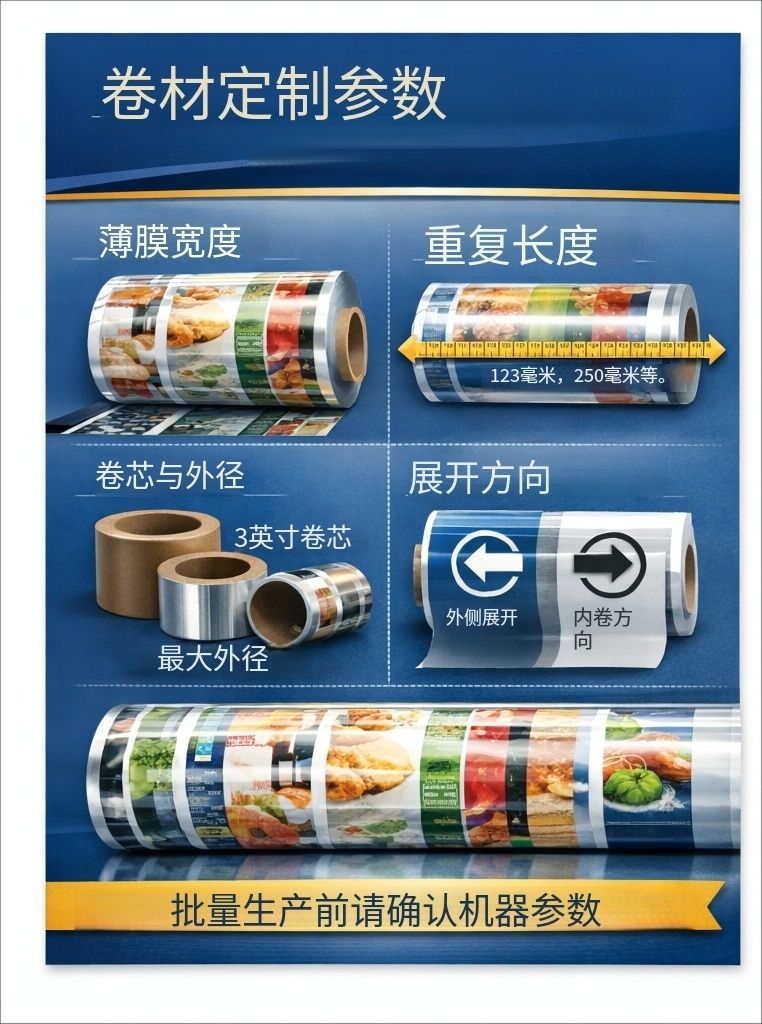 包裝卷膜定制參數(shù)清單：膜寬、版長、卷芯與卷繞方向