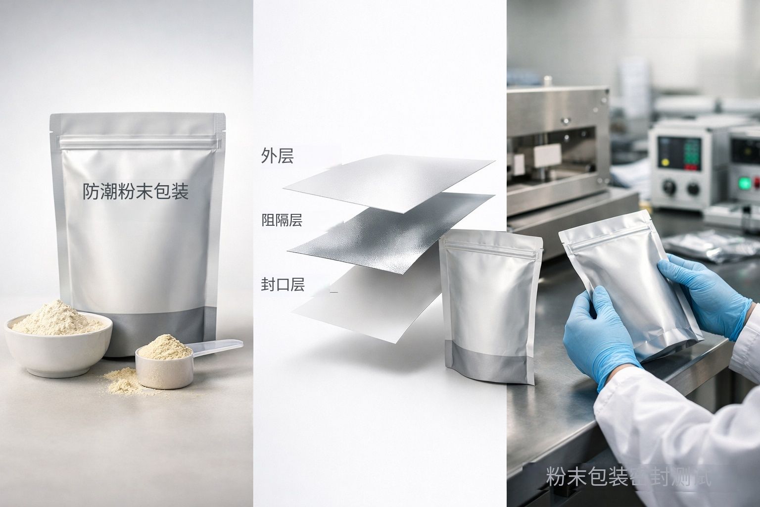 粉末食品包裝袋熱封與密封測(cè)試場(chǎng)景圖